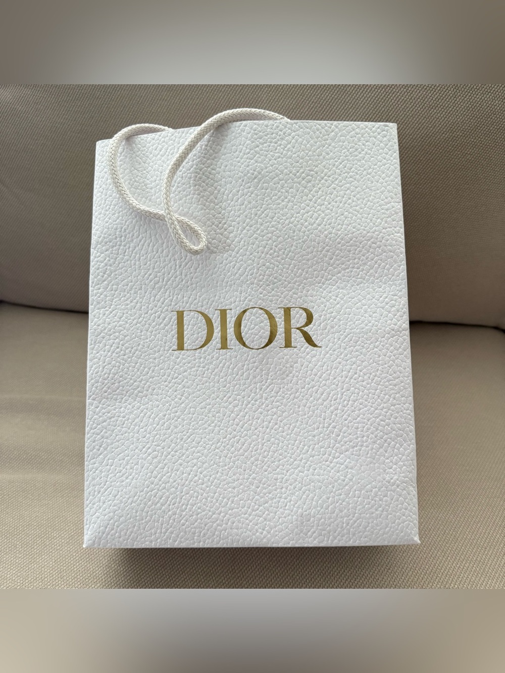 Dior White Paper Gift Bag with Gold Logo and Dior Card